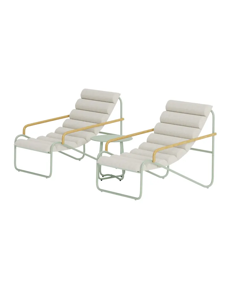 Ithaka Gartenlounge mit zwei Loungesesseln und Rundtisch, Grün