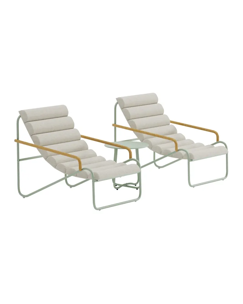 Ithaka Gartenlounge mit zwei Loungesesseln und Rundtisch in Grün, Ansicht 3