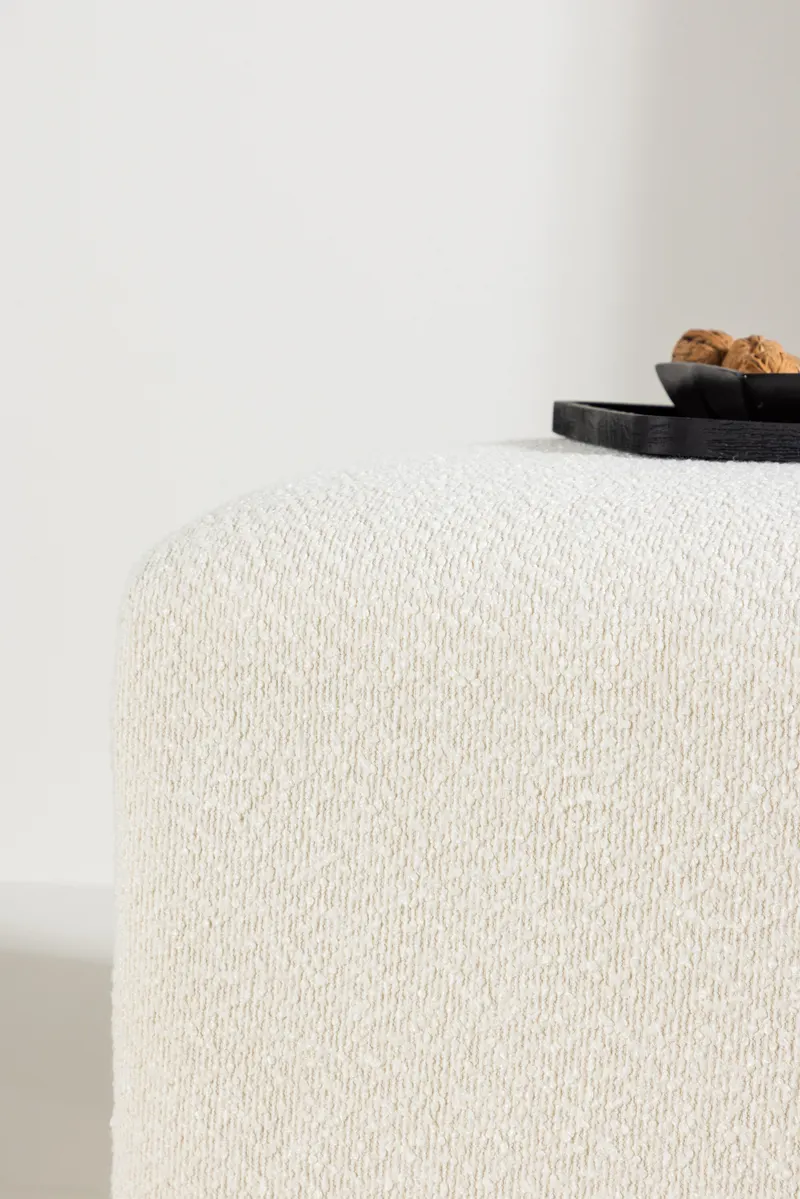Ivy rechteckiger Bouclé-Hocker mit Rahmen, im Wohnraum, Ansicht 4