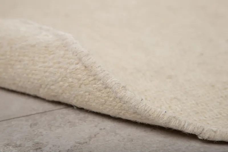 Jaipur Teppich rund aus Wolle und Baumwolle, Ø 200 cm in Beige, im Wohnraum, Ansicht 4