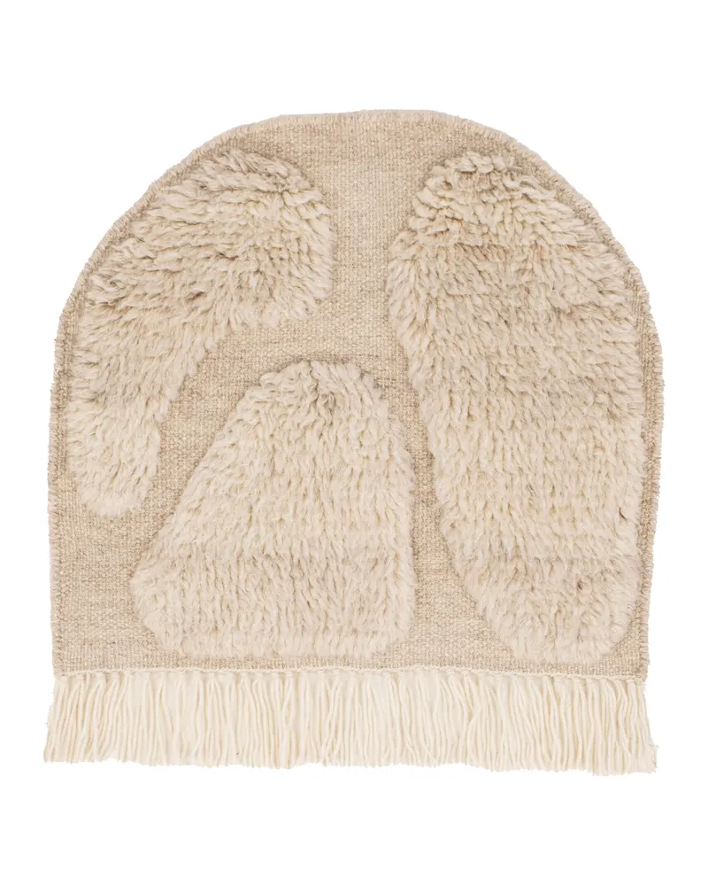Jakobsö Wandbehang aus Wolle im Boho-Stil mit Fransen in Cremeweiß