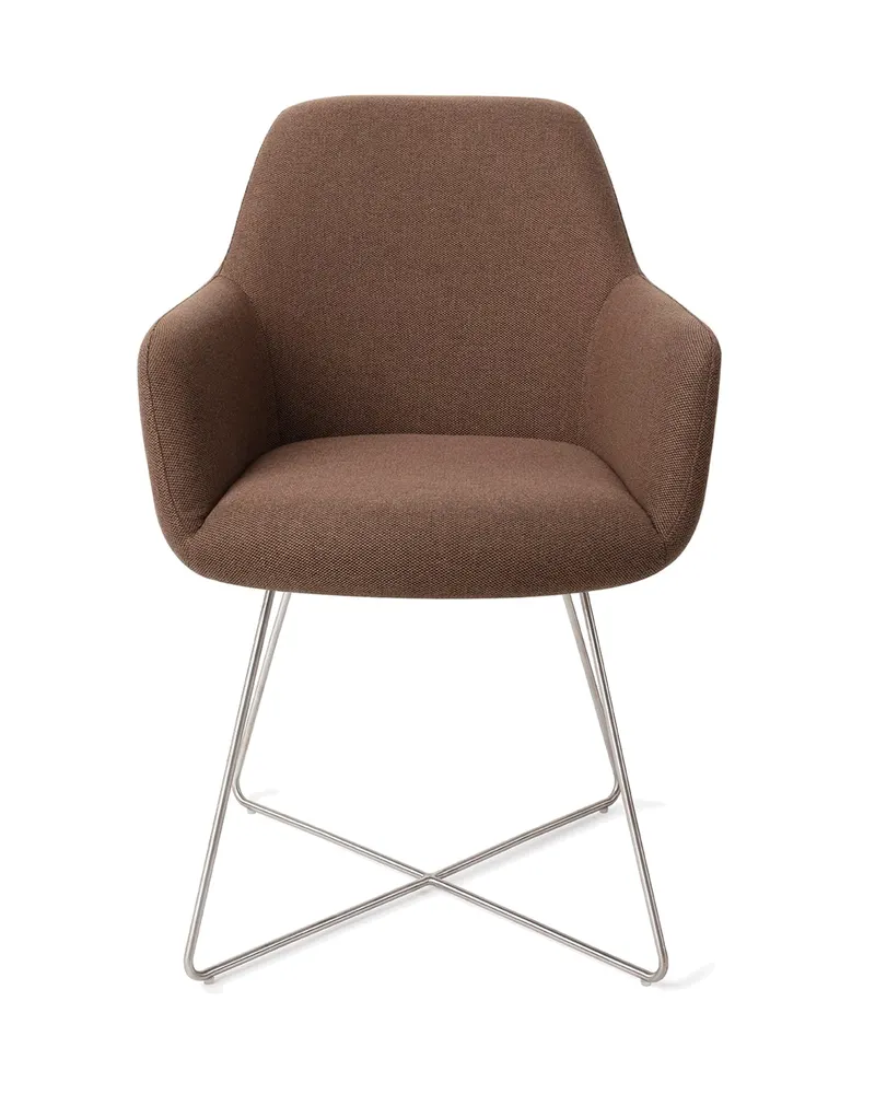 Hiroo Esszimmerstuhl von Jesper Home in Rustic Rye, Cross, Edelstahl, Ansicht 1