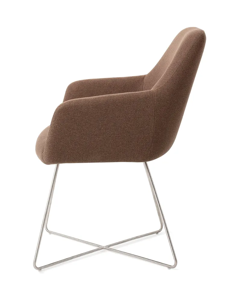 Hiroo Esszimmerstuhl von Jesper Home in Rustic Rye, Cross, Edelstahl, Ansicht 2