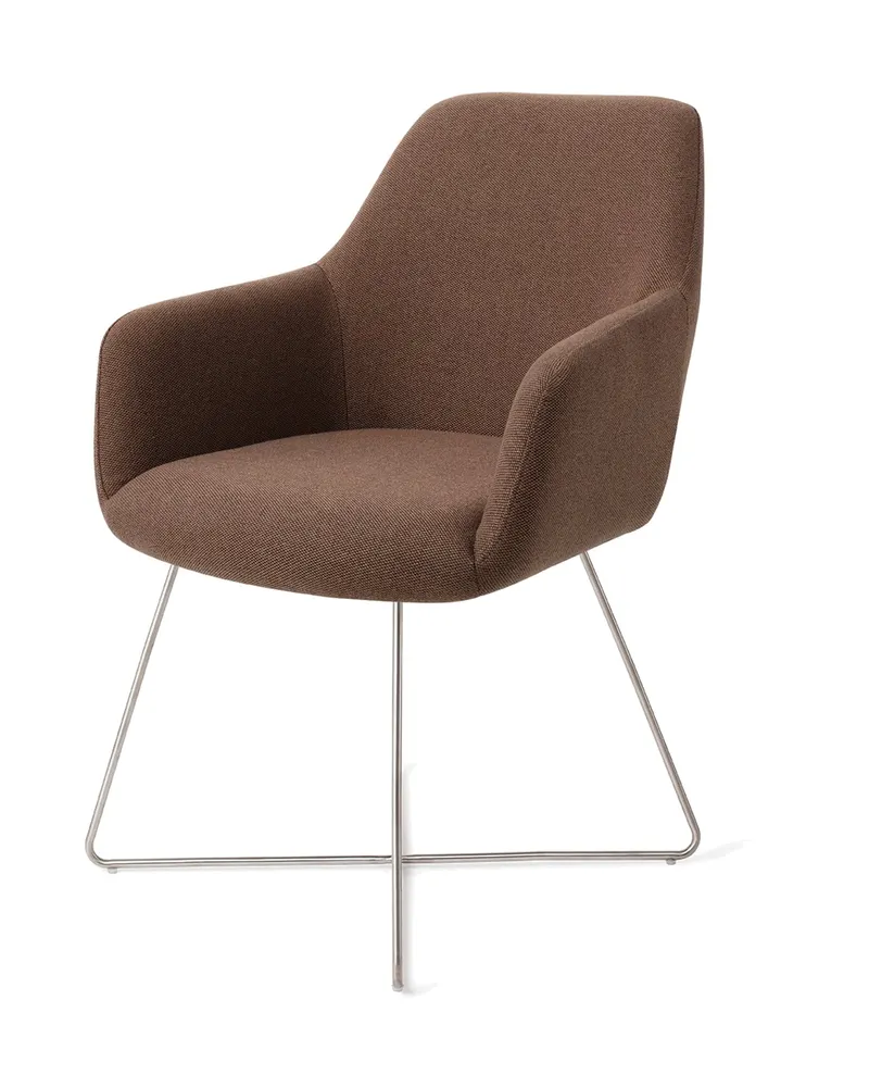 Hiroo Esszimmerstuhl von Jesper Home in Rustic Rye, Cross, Edelstahl, Ansicht 3
