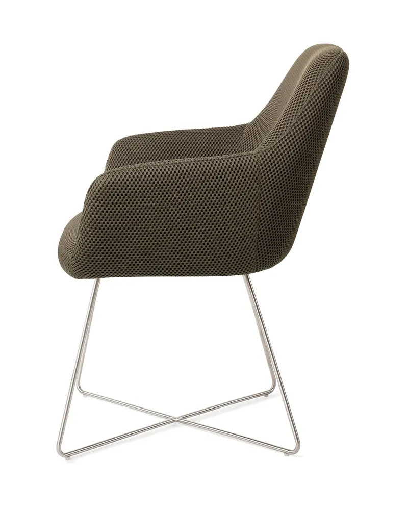 Hiroo Esszimmerstuhl von Jesper Home in Jungle Jewel, Cross, Edelstahl, Ansicht 2