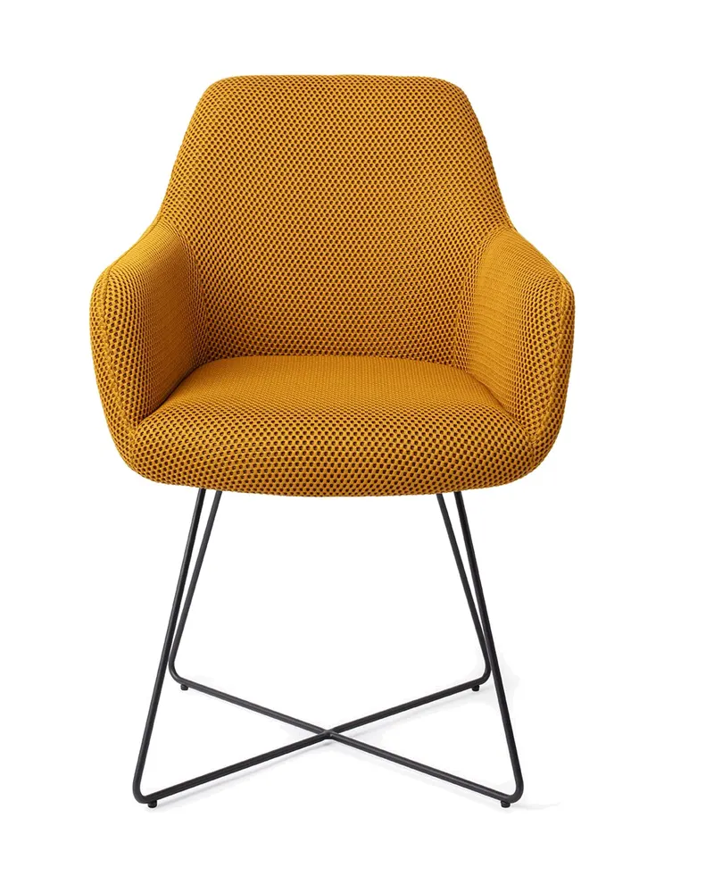 Hiroo Esszimmerstuhl von Jesper Home in Groovy Garam, Cross, Schwarz, Ansicht 1