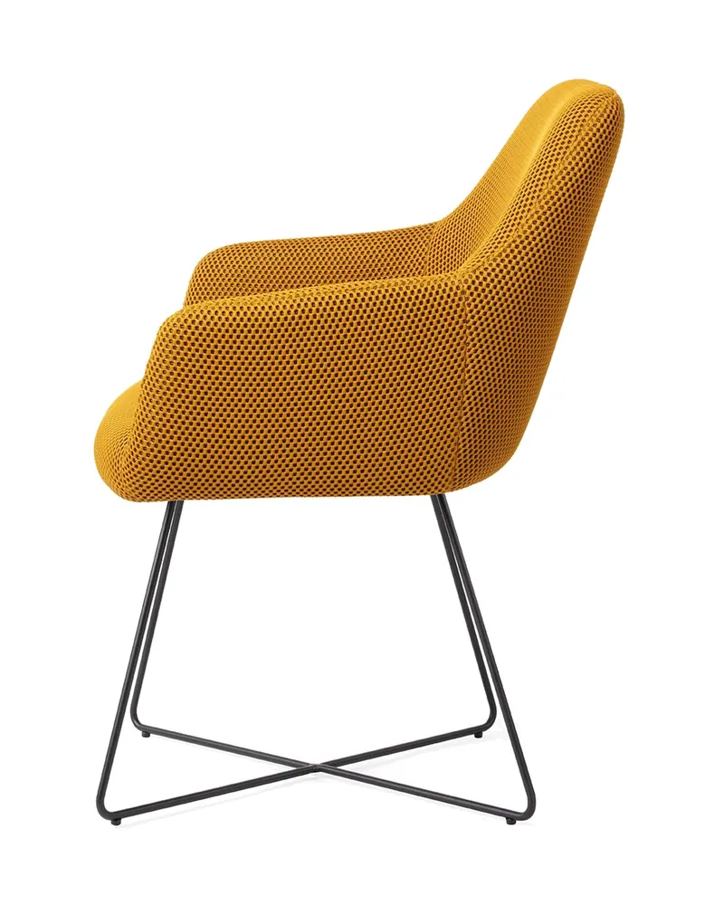 Hiroo Esszimmerstuhl von Jesper Home in Groovy Garam, Cross, Schwarz, Ansicht 2