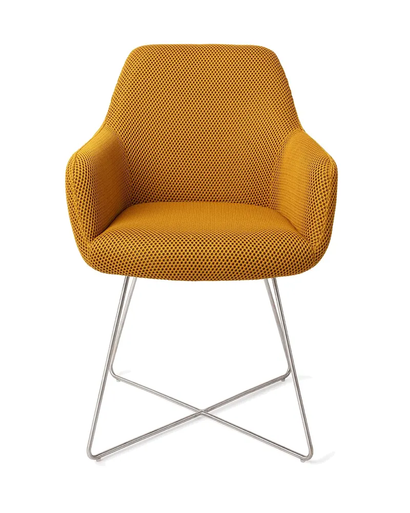 Hiroo Esszimmerstuhl von Jesper Home in Groovy Garam, Cross, Edelstahl, Ansicht 1