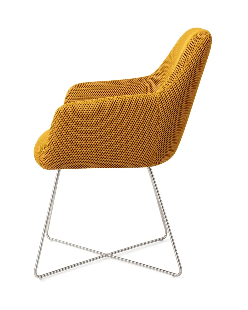 Hiroo Esszimmerstuhl von Jesper Home in Groovy Garam, Cross, Edelstahl, Ansicht 2