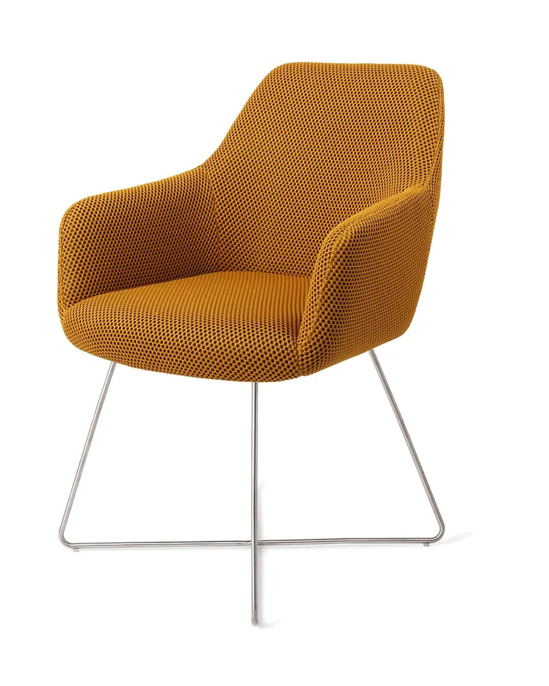 Hiroo Esszimmerstuhl von Jesper Home in Groovy Garam, Cross, Edelstahl, Ansicht 3