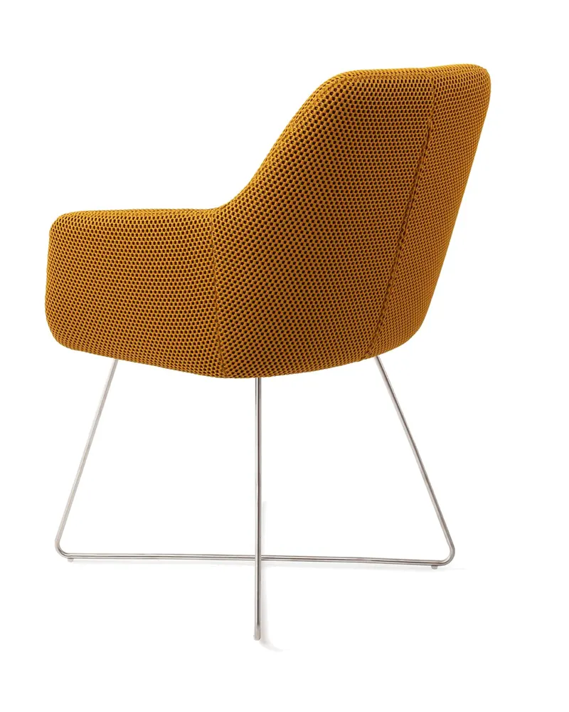 Hiroo Esszimmerstuhl von Jesper Home in Groovy Garam, Cross, Edelstahl, Ansicht 4