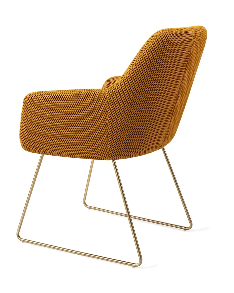 Hiroo Esszimmerstuhl von Jesper Home in Groovy Garam, Slide, Gold, Ansicht 3
