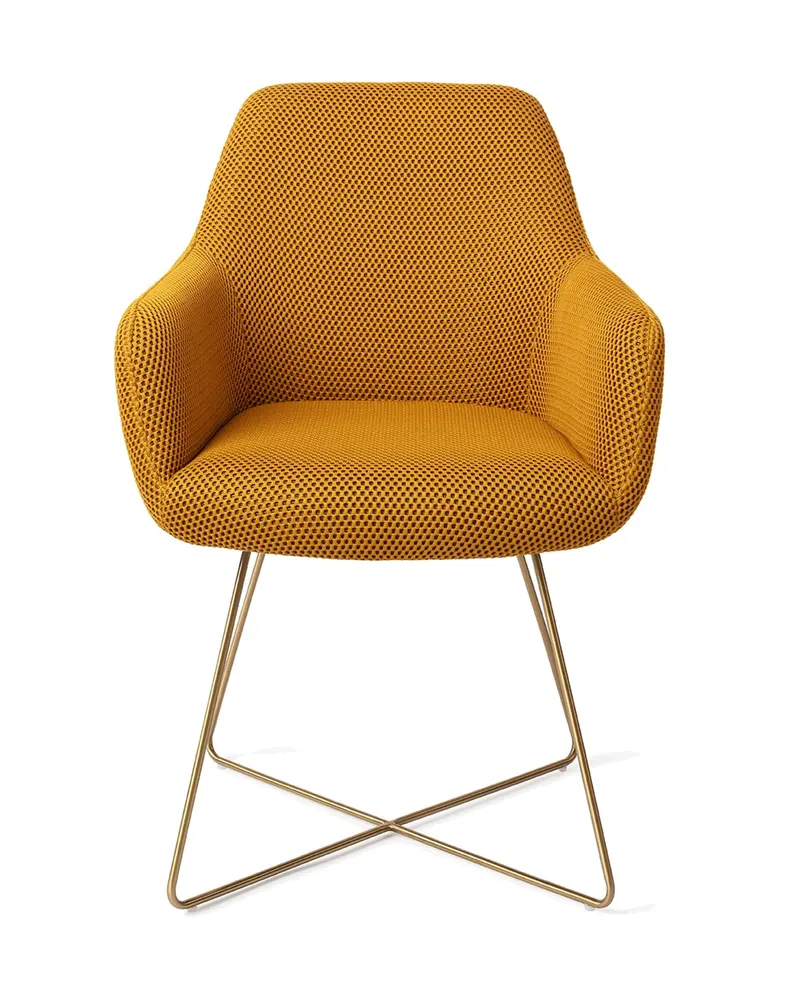 Hiroo Esszimmerstuhl von Jesper Home in Groovy Garam, Cross, Gold, Ansicht 1