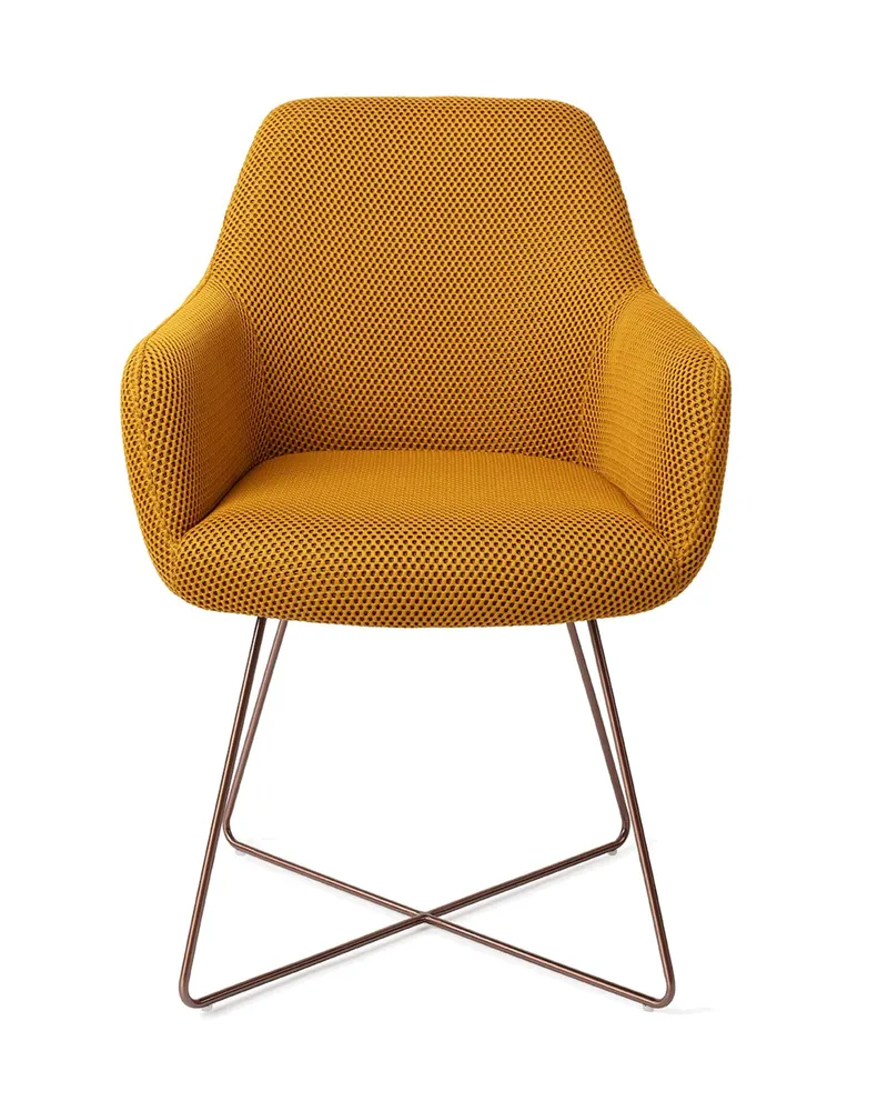 Hiroo Esszimmerstuhl von Jesper Home in Groovy Garam, Cross, Roségold, Ansicht 1