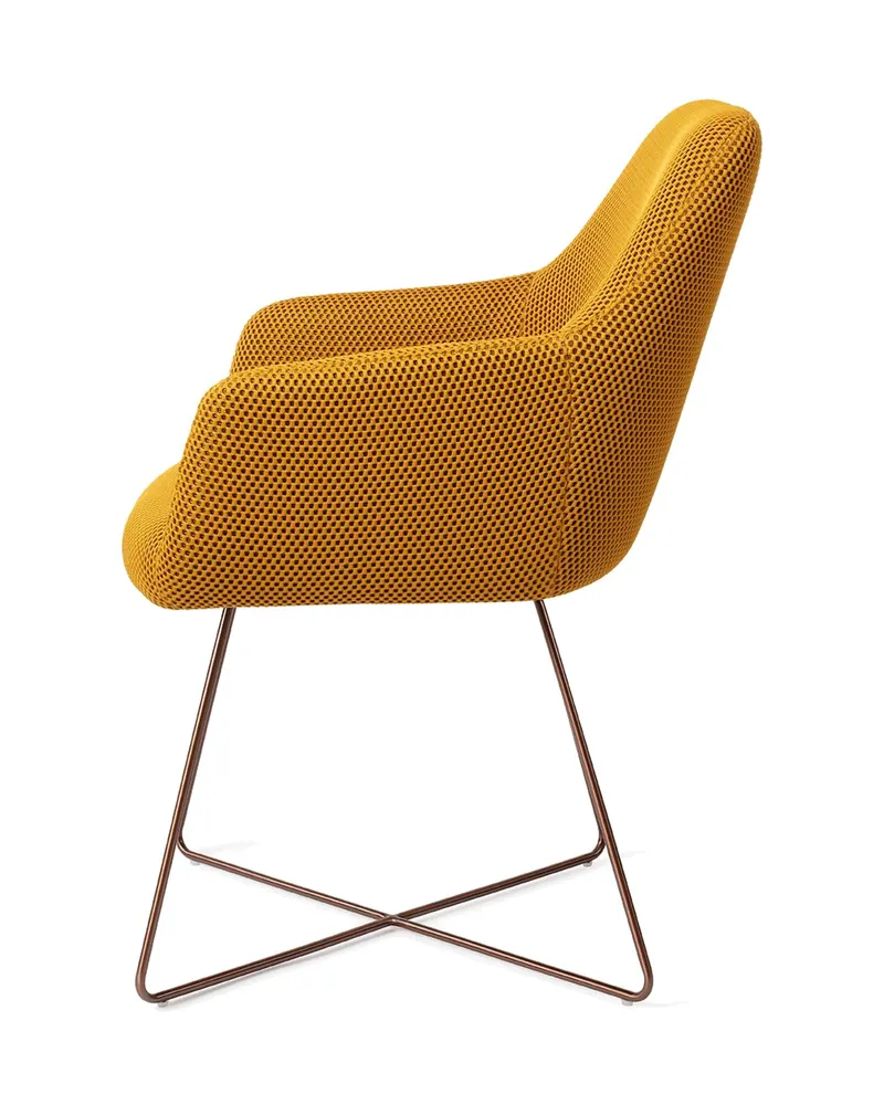 Hiroo Esszimmerstuhl von Jesper Home in Groovy Garam, Cross, Roségold, Ansicht 2