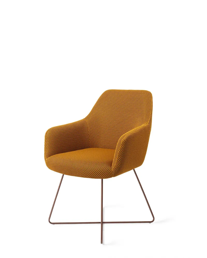 Hiroo Esszimmerstuhl von Jesper Home in Groovy Garam, Cross, Roségold, Ansicht 3