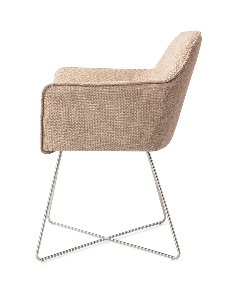 Hofu Esszimmerstuhl von Jesper Home in Wild Walnut, Cross, Edelstahl, Ansicht 2