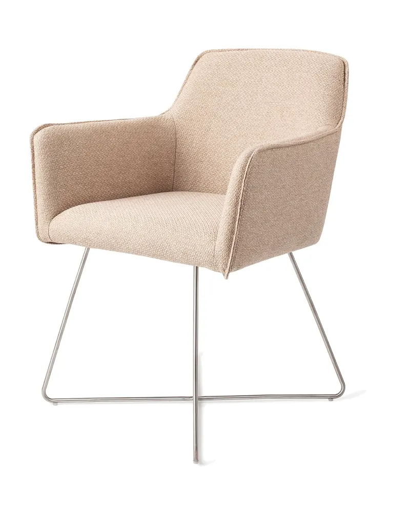 Hofu Esszimmerstuhl von Jesper Home in Wild Walnut, Cross, Edelstahl, Ansicht 3