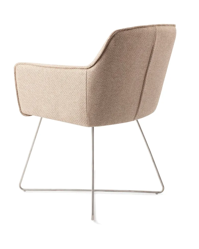 Hofu Esszimmerstuhl von Jesper Home in Wild Walnut, Cross, Edelstahl, Ansicht 4
