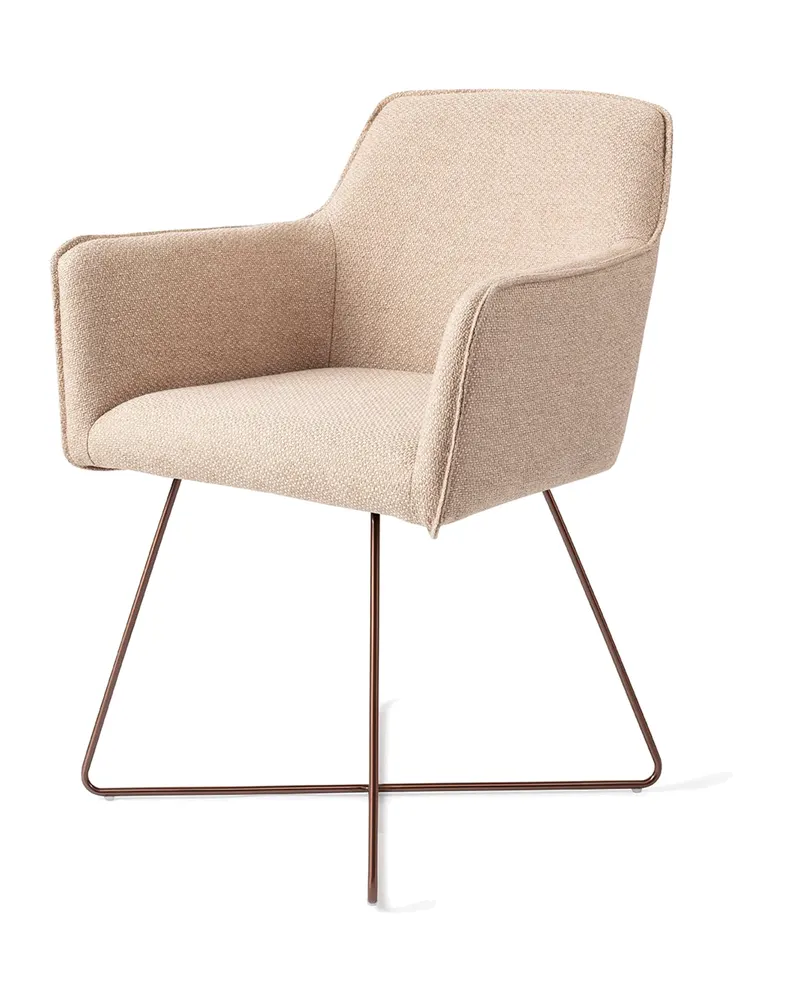 Hofu Esszimmerstuhl von Jesper Home in Wild Walnut, Cross, Roségold, Ansicht 3