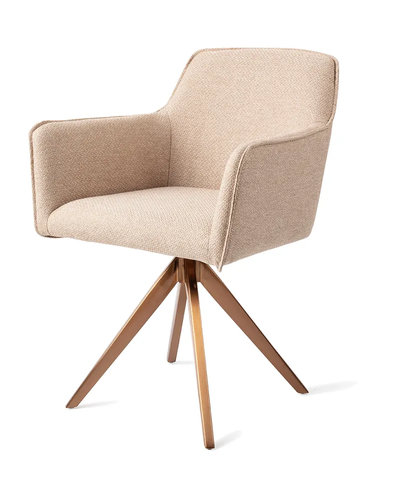 Hofu Esszimmerstuhl von Jesper Home in Wild Walnut, Turn, Roségold, Ansicht 3