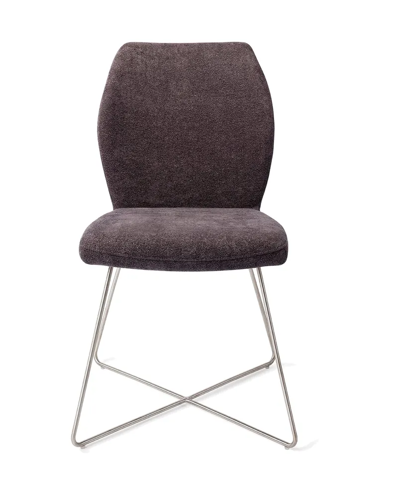 Ikata Esszimmerstuhl von Jesper Home in Almost Black, Cross, Edelstahl, Ansicht 1