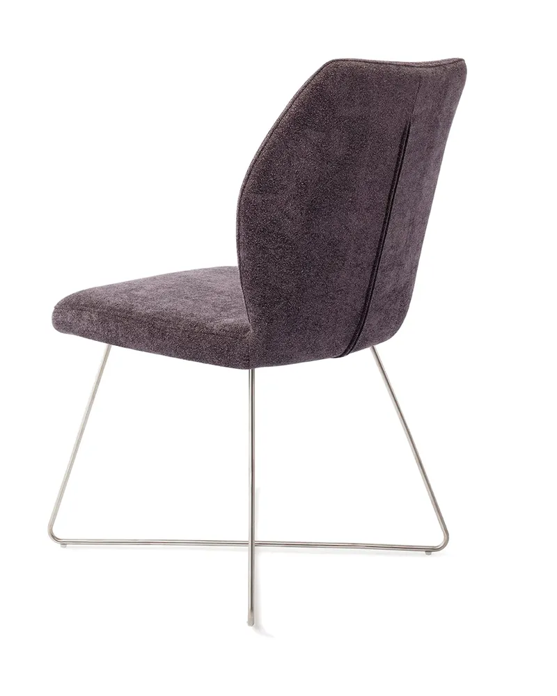 Ikata Esszimmerstuhl von Jesper Home in Almost Black, Cross, Edelstahl, Ansicht 4