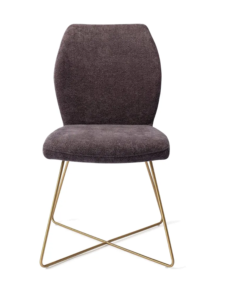 Ikata Esszimmerstuhl von Jesper Home in Almost Black, Cross, Gold, Ansicht 1