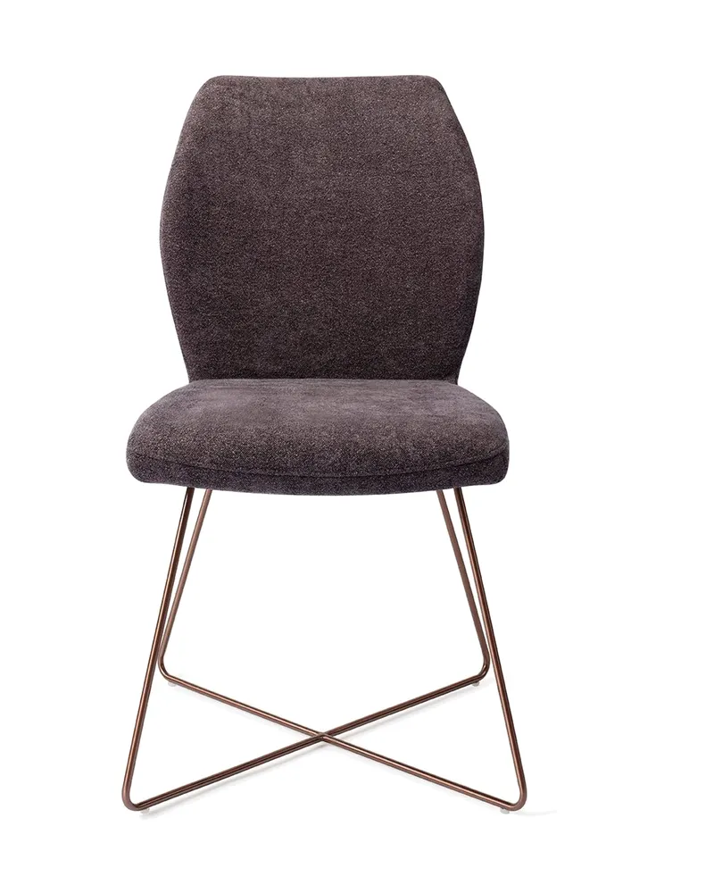 Ikata Esszimmerstuhl von Jesper Home in Almost Black, Cross, Roségold, Ansicht 1