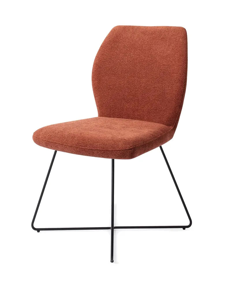 Ikata Esszimmerstuhl von Jesper Home in Cosy Copper, Cross, Schwarz, Ansicht 3