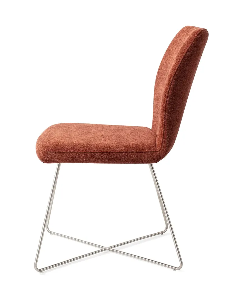Ikata Esszimmerstuhl von Jesper Home in Cosy Copper, Cross, Edelstahl, Ansicht 2