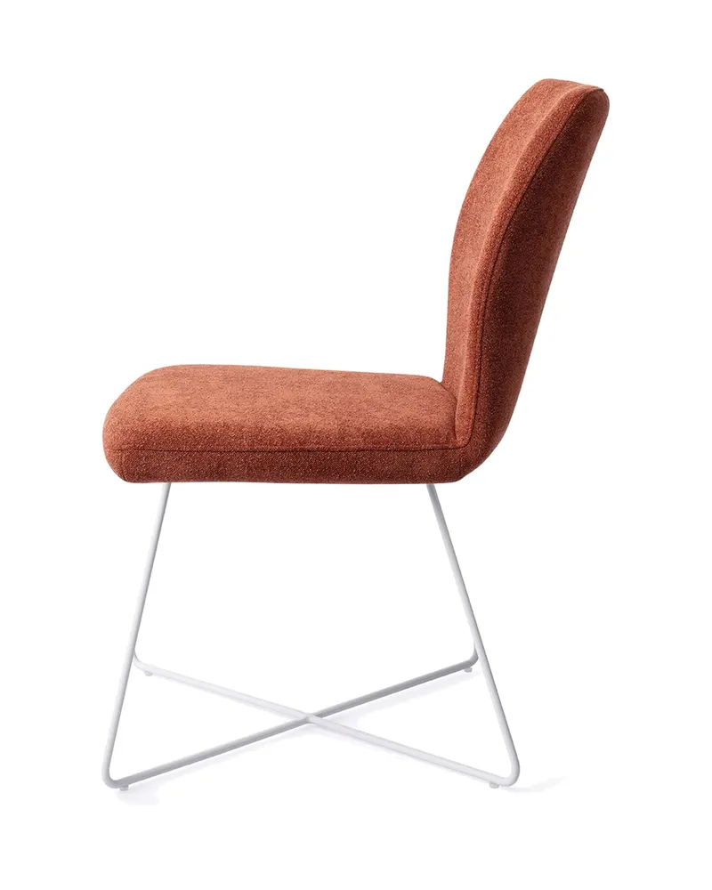 Ikata Esszimmerstuhl von Jesper Home in Cosy Copper, Cross, Weiß, Ansicht 2