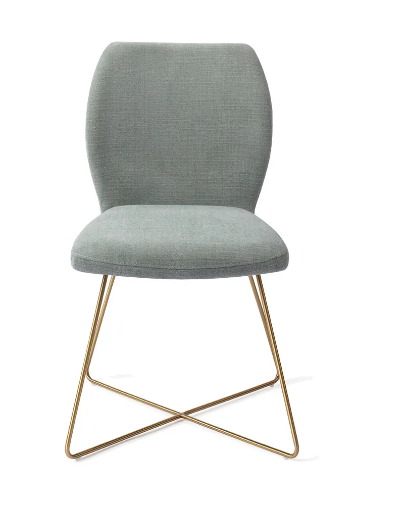 Ikata Esszimmerstuhl von Jesper Home in Breezy Blue, Cross, Gold, Ansicht 1