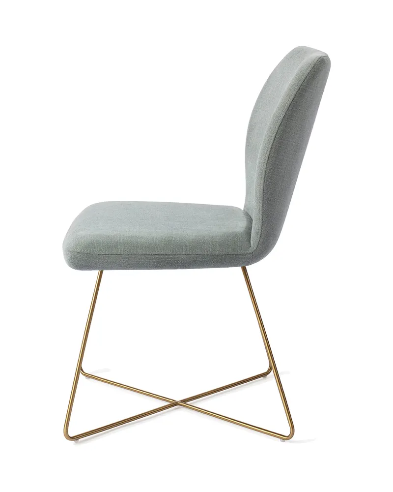 Ikata Esszimmerstuhl von Jesper Home in Breezy Blue, Cross, Gold, Ansicht 2