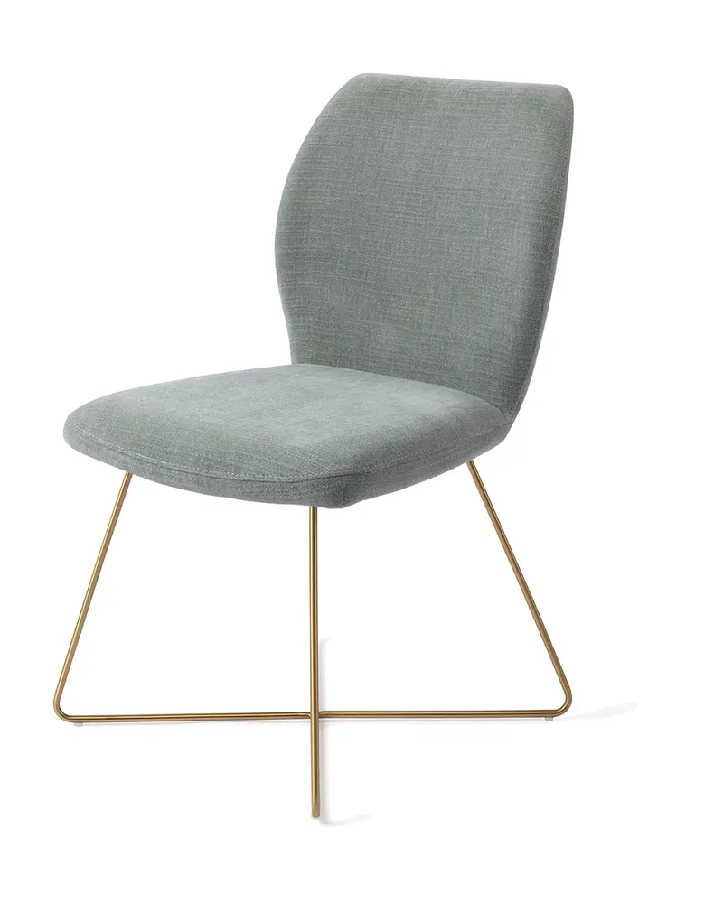 Ikata Esszimmerstuhl von Jesper Home in Breezy Blue, Cross, Gold, Ansicht 3