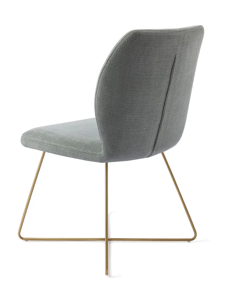 Ikata Esszimmerstuhl von Jesper Home in Breezy Blue, Cross, Gold, Ansicht 4