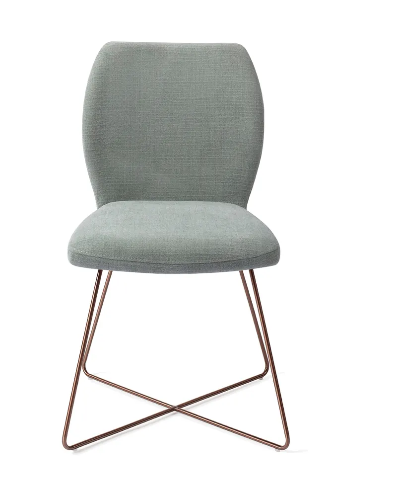 Ikata Esszimmerstuhl von Jesper Home in Breezy Blue, Cross, Roségold, Ansicht 1