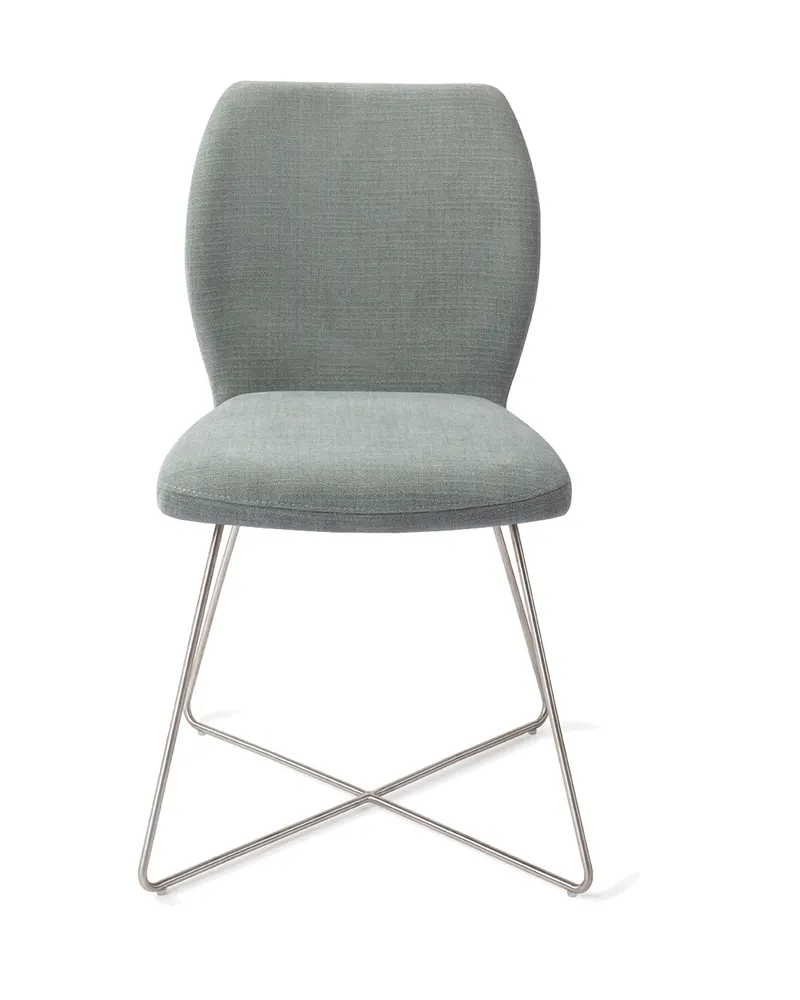 Ikata Esszimmerstuhl von Jesper Home in Breezy Blue, Cross, Edelstahl, Ansicht 1