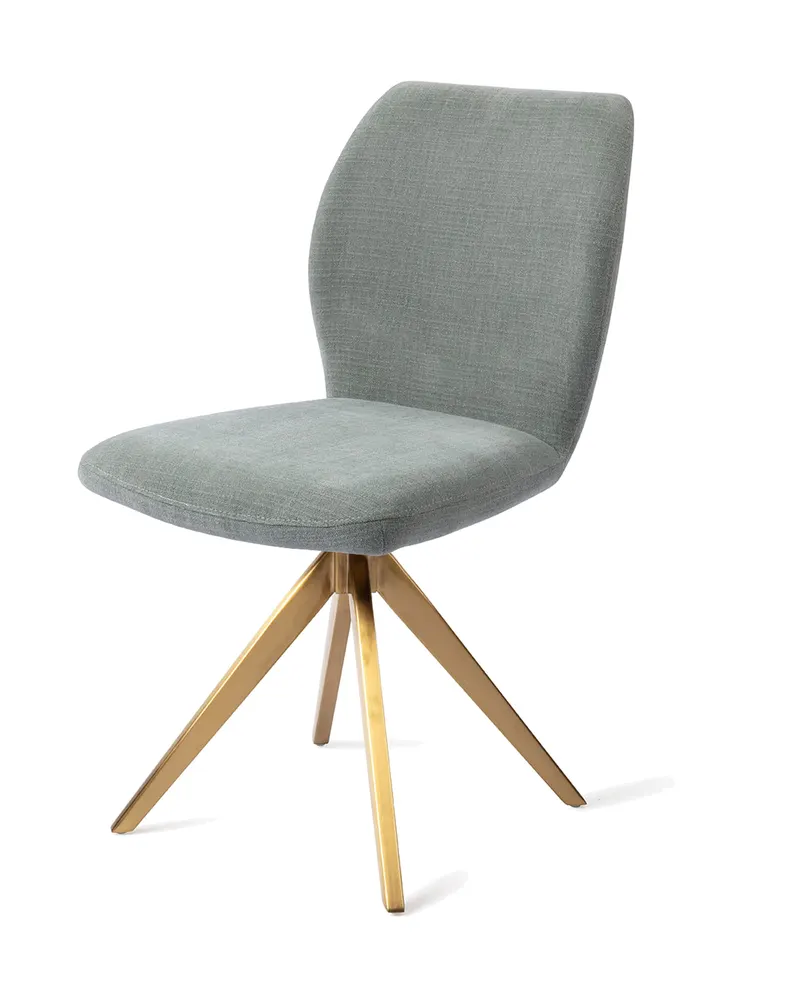 Ikata Esszimmerstuhl von Jesper Home in Breezy Blue, Turn, Gold, Ansicht 3