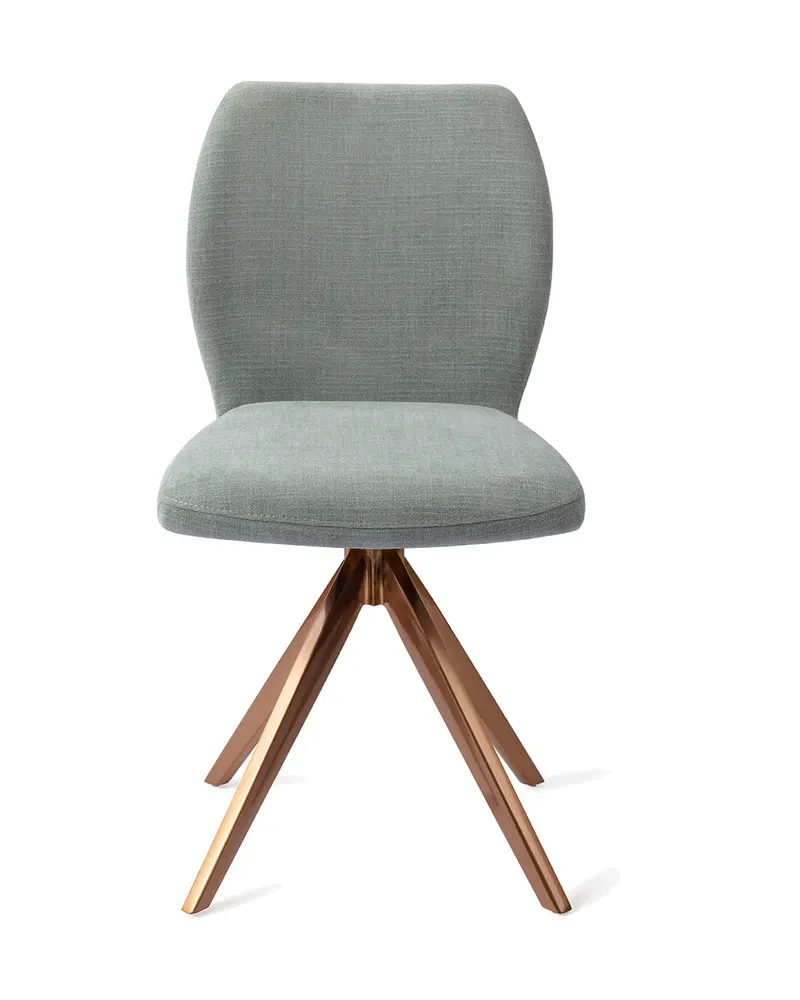 Ikata Esszimmerstuhl von Jesper Home in Breezy Blue, Turn, Roségold, Ansicht 1