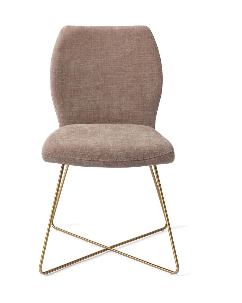 Ikata Esszimmerstuhl von Jesper Home in Mocha Mist, Cross, Gold, Ansicht 1