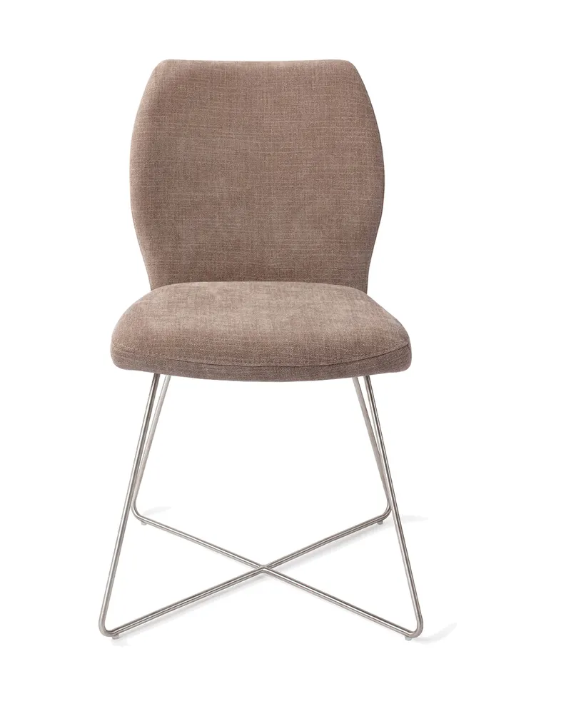 Ikata Esszimmerstuhl von Jesper Home in Mocha Mist, Cross, Edelstahl, Ansicht 1