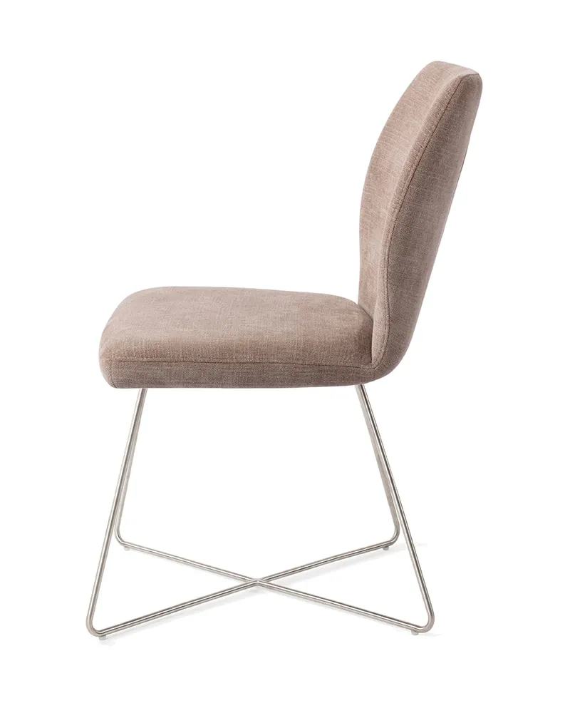 Ikata Esszimmerstuhl von Jesper Home in Mocha Mist, Cross, Edelstahl, Ansicht 2