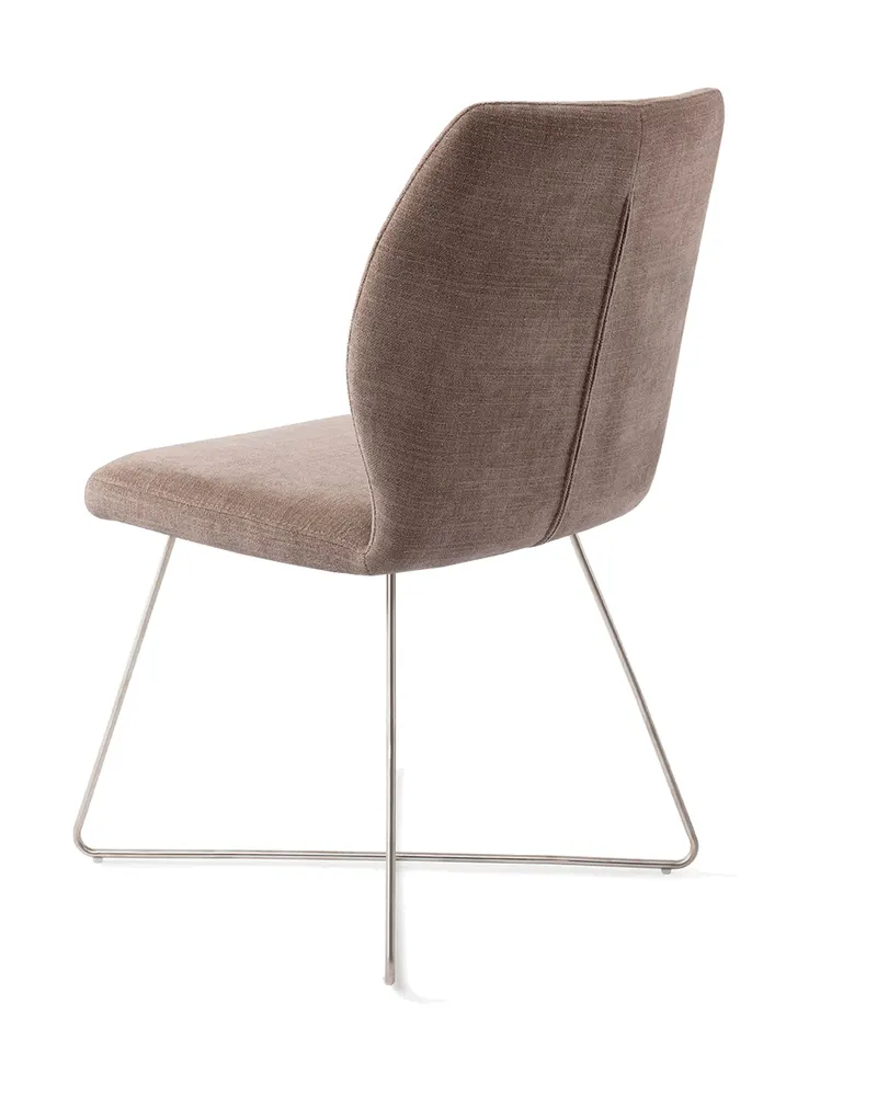 Ikata Esszimmerstuhl von Jesper Home in Mocha Mist, Cross, Edelstahl, Ansicht 4