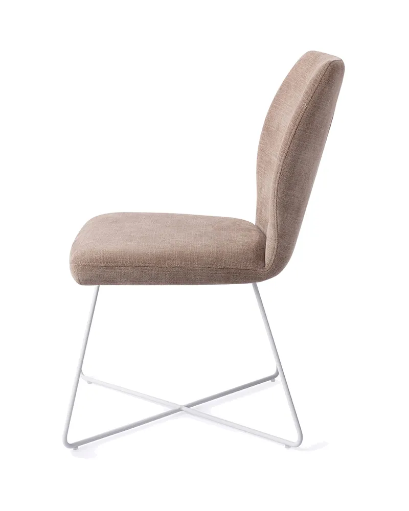 Ikata Esszimmerstuhl von Jesper Home in Mocha Mist, Cross, Weiß, Ansicht 2