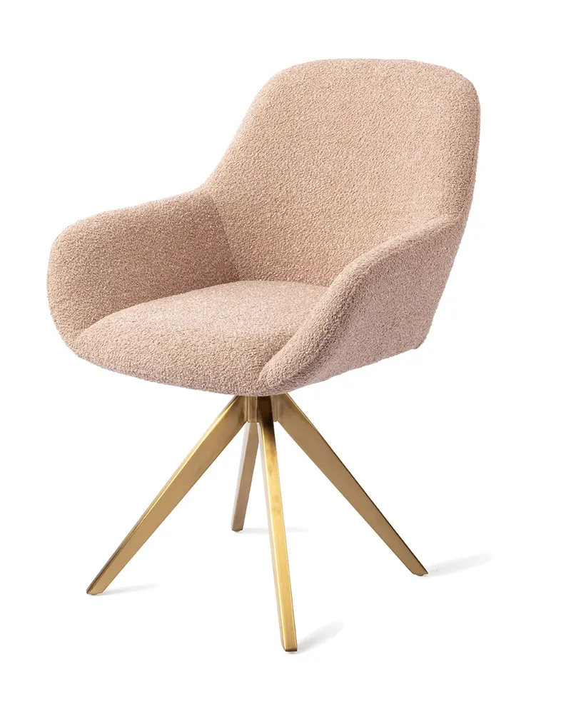 Kushi Esszimmerstuhl von Jesper Home in Flax Relax, Turn, Gold, Ansicht 3
