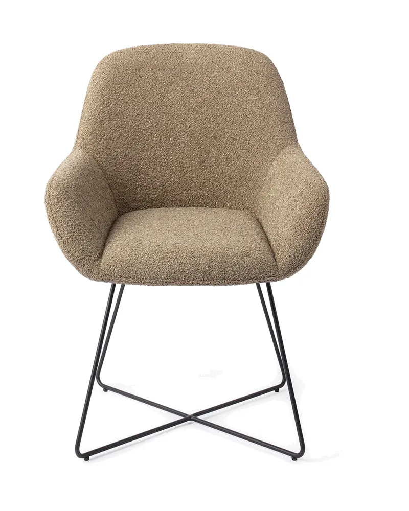 Kushi Esszimmerstuhl von Jesper Home in Moss Meadow, Cross, Schwarz, Ansicht 1