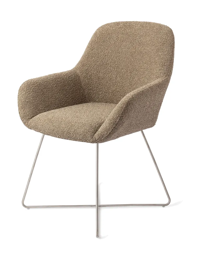 Kushi Esszimmerstuhl von Jesper Home in Moss Meadow, Cross, Edelstahl, Ansicht 3