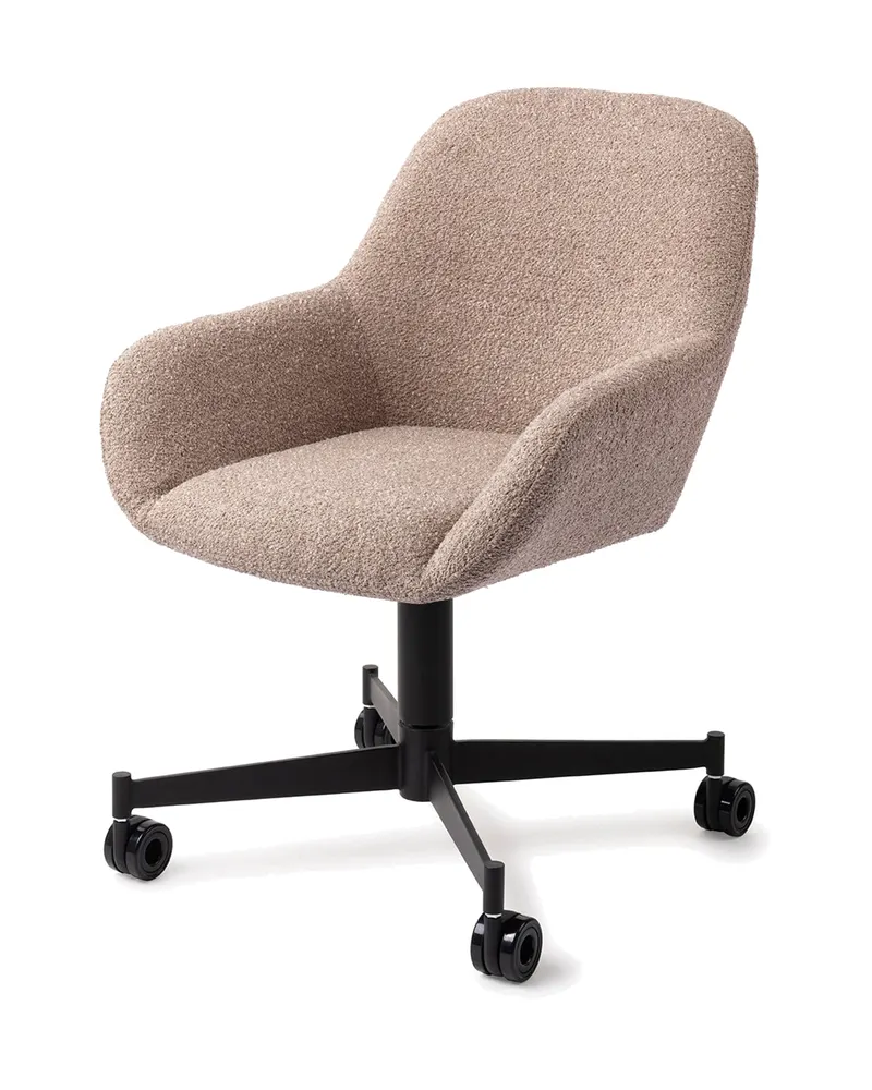 Kushi Esszimmerstuhl von Jesper Home in Stone Haze, Caster, Schwarz, Ansicht 3