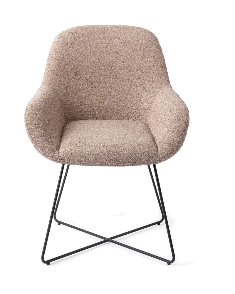 Kushi Esszimmerstuhl von Jesper Home in Stone Haze, Cross, Schwarz, Ansicht 1